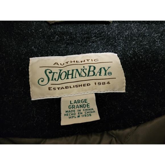 Vintage St Johns Bay Mens Large Parka Jacket Green Quilt Removable Hood Full Zip - Picture 4 of 15